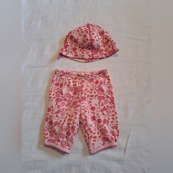 Oilily hat 43-46 & pants no tag both reversible pink & red EUC - Picture 2 of 4